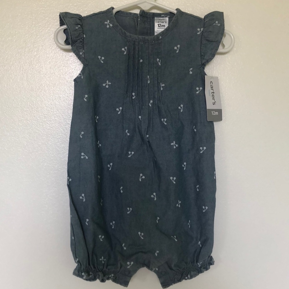 Carter’s Chambray romper with cherry print